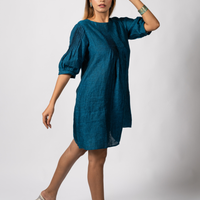 MIA Teal Blue handloom Linen Dress