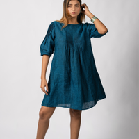 MIA Teal Blue handloom Linen Dress