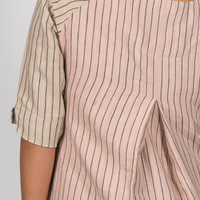 TILDA Handloom Linen Dress in Pink and indigo Stripes