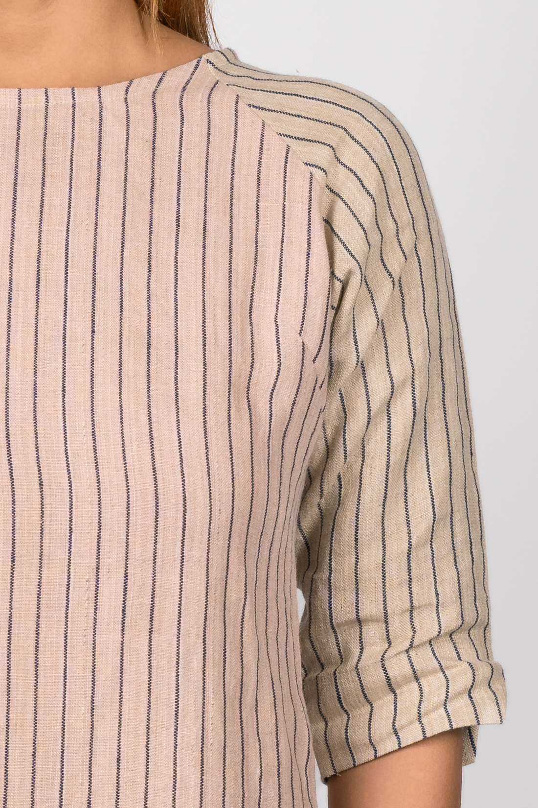 TILDA Handloom Linen Dress in Pink and indigo Stripes