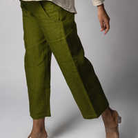 VERA Handloom Linen Olive Green Trousers