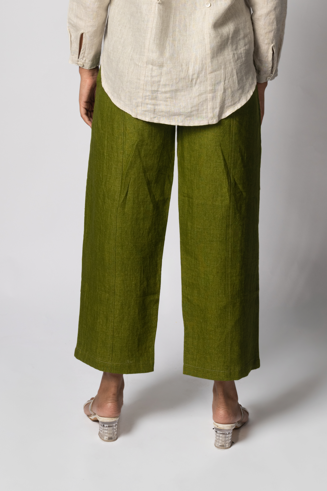 VERA Handloom Linen Olive Green Trousers