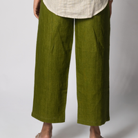 VERA Handloom Linen Olive Green Trousers