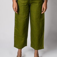 VERA Handloom Linen Olive Green Trousers