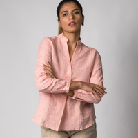 ELSA Pink Handloom Linen Top