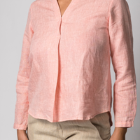 ELSA Pink Handloom Linen Top