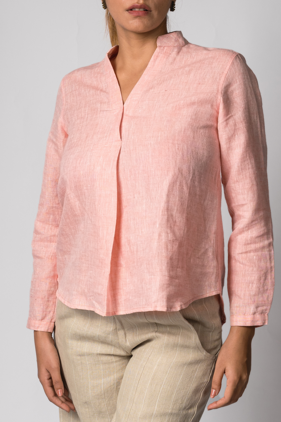 ELSA Pink Handloom Linen Top