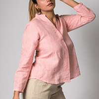 ELSA Pink Handloom Linen Top