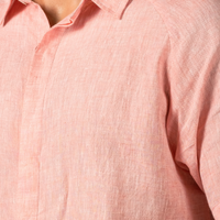 JOHAN Handloom Linen Pink raglan Sleeve Shirt for Men