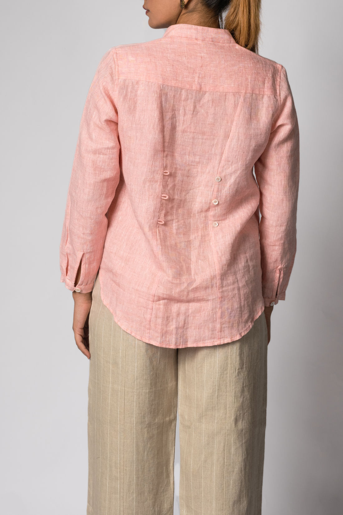 ELSA Pink Handloom Linen Top