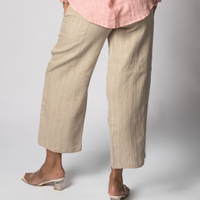 VERA Handloom Linen Beige Stripe Trousers