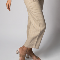 VERA Handloom Linen Beige Stripe Trousers