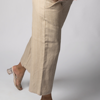 VERA Handloom Linen Beige Stripe Trousers