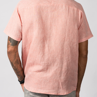 JOHAN Handloom Linen Pink raglan Sleeve Shirt for Men