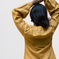 ELSIE Handloom Linen Mustard Raglan Sleeve Shirt