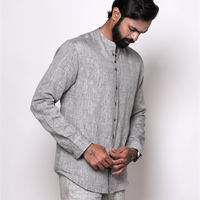 LEO Handloom Linen Gray Shirt for Men