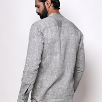 LEO Handloom Linen Gray Shirt for Men