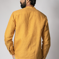 LEO Handloom Linen Mustard Shirt for Men