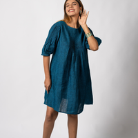 MIA Teal Blue handloom Linen Dress