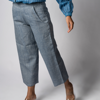 VERA Handloom Linen Blue Trousers