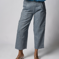 VERA Handloom Linen Blue Trousers